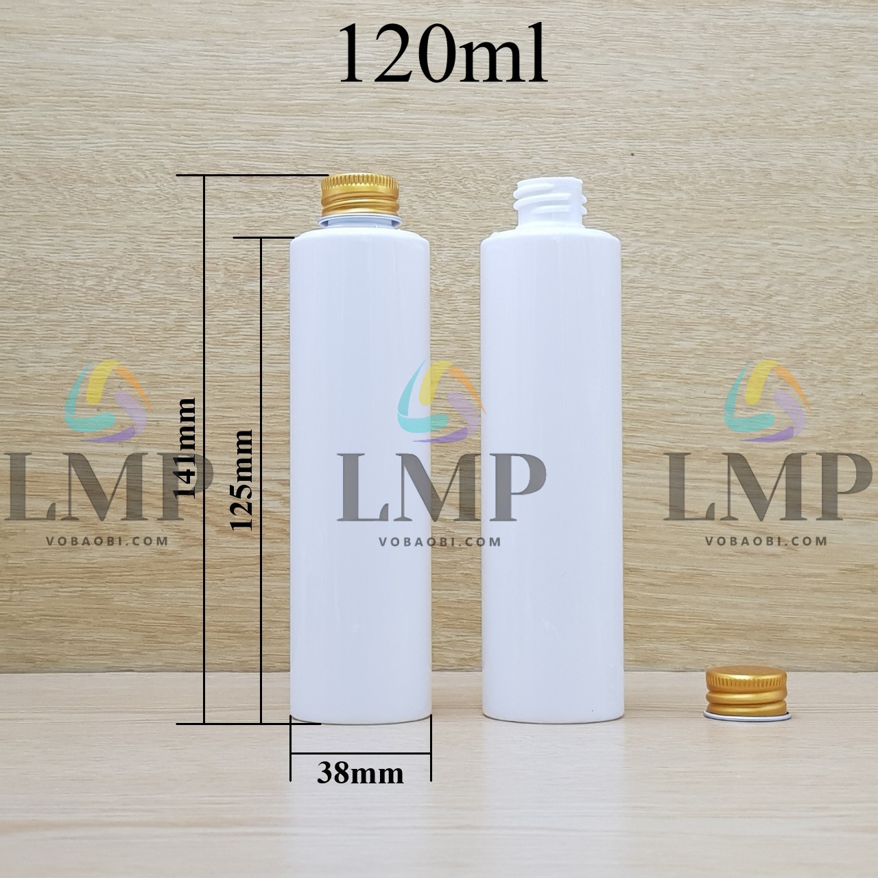 Chai PETG vai ngang nắp nhôm cuốn