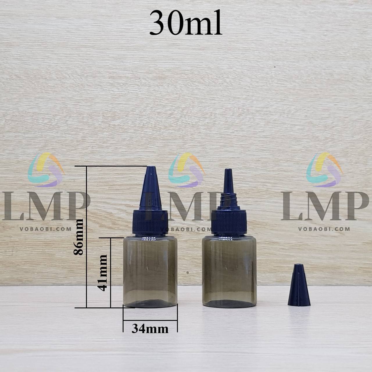 Chai PETG vai ngang nắp nhọn sọc