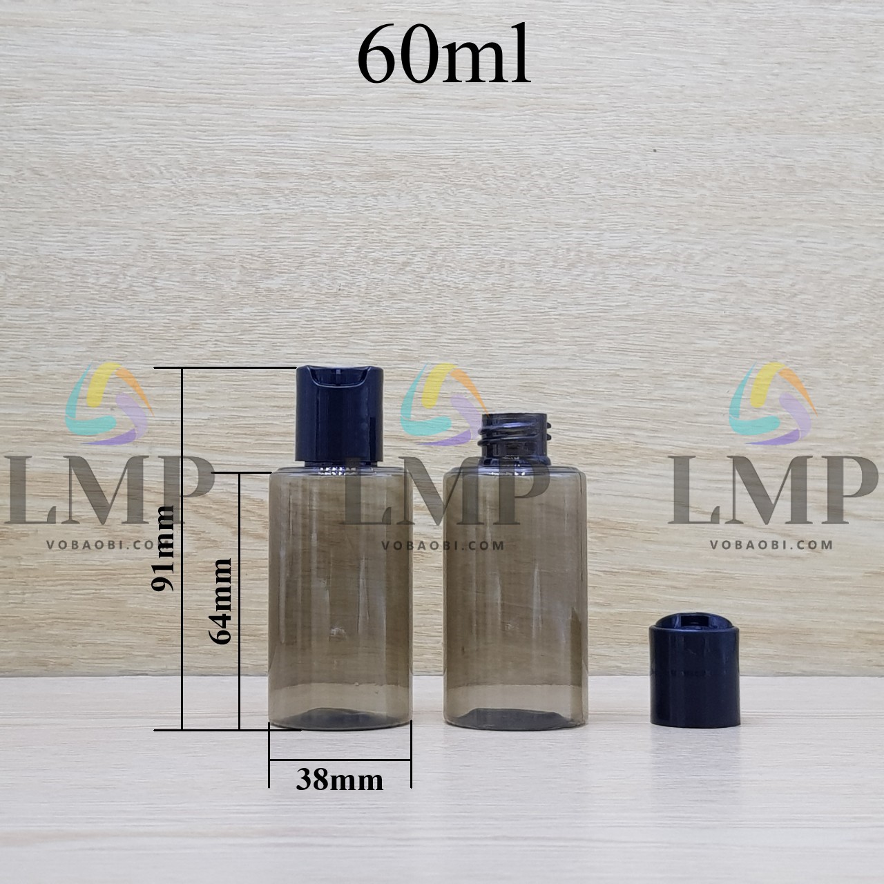 Chai PETG vai ngang nắp nhấn