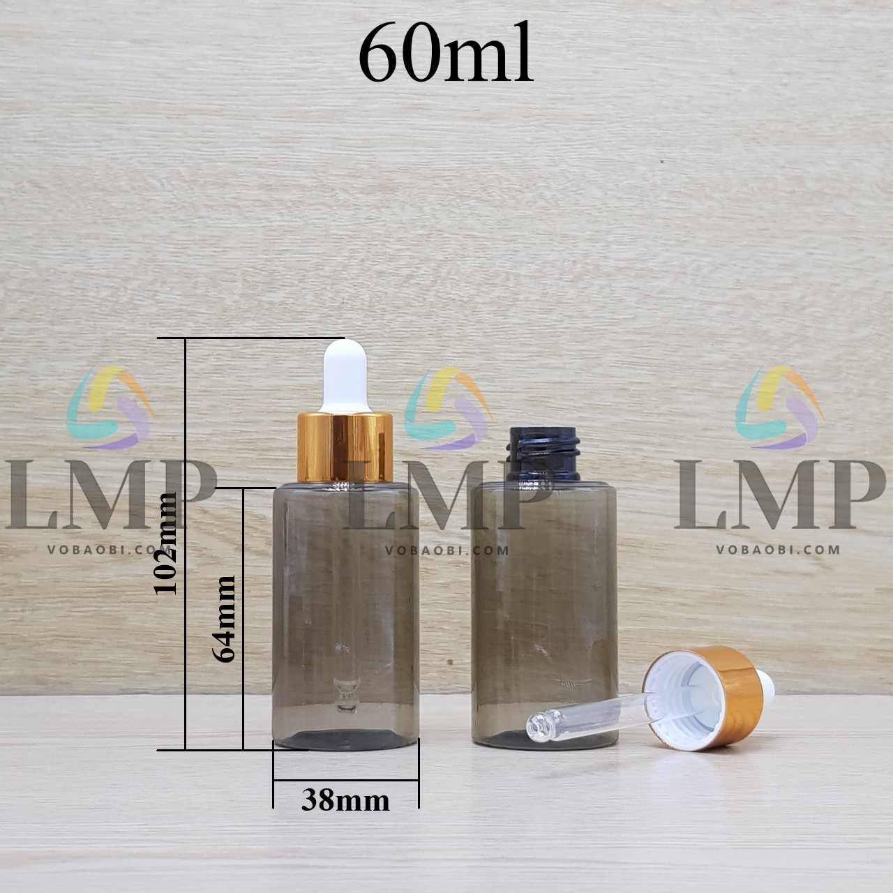 Chai PETG vai ngang nắp bóp khoen nhôm