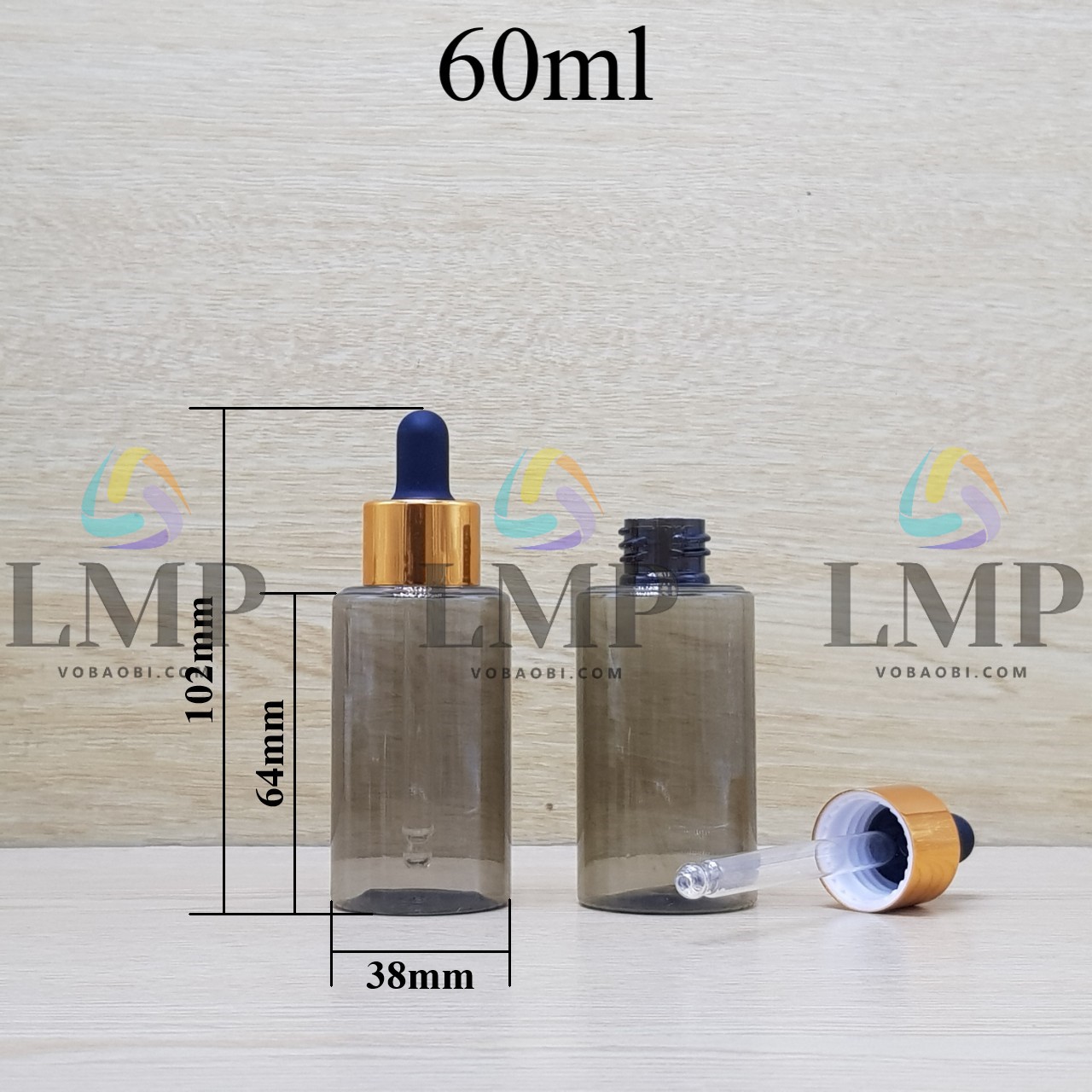 Chai PETG vai ngang nắp bóp khoen nhôm