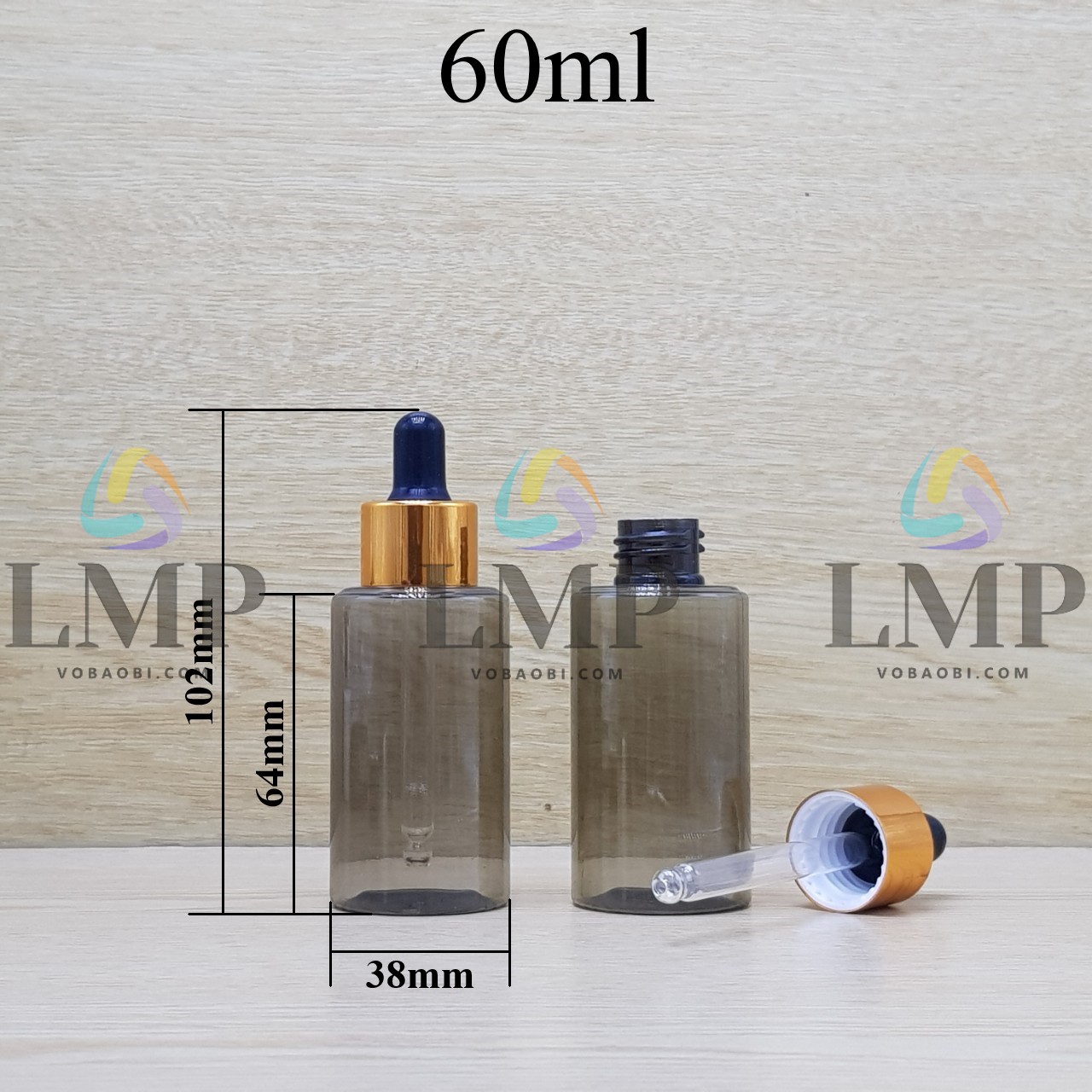 Chai PETG vai ngang nắp bóp khoen nhôm