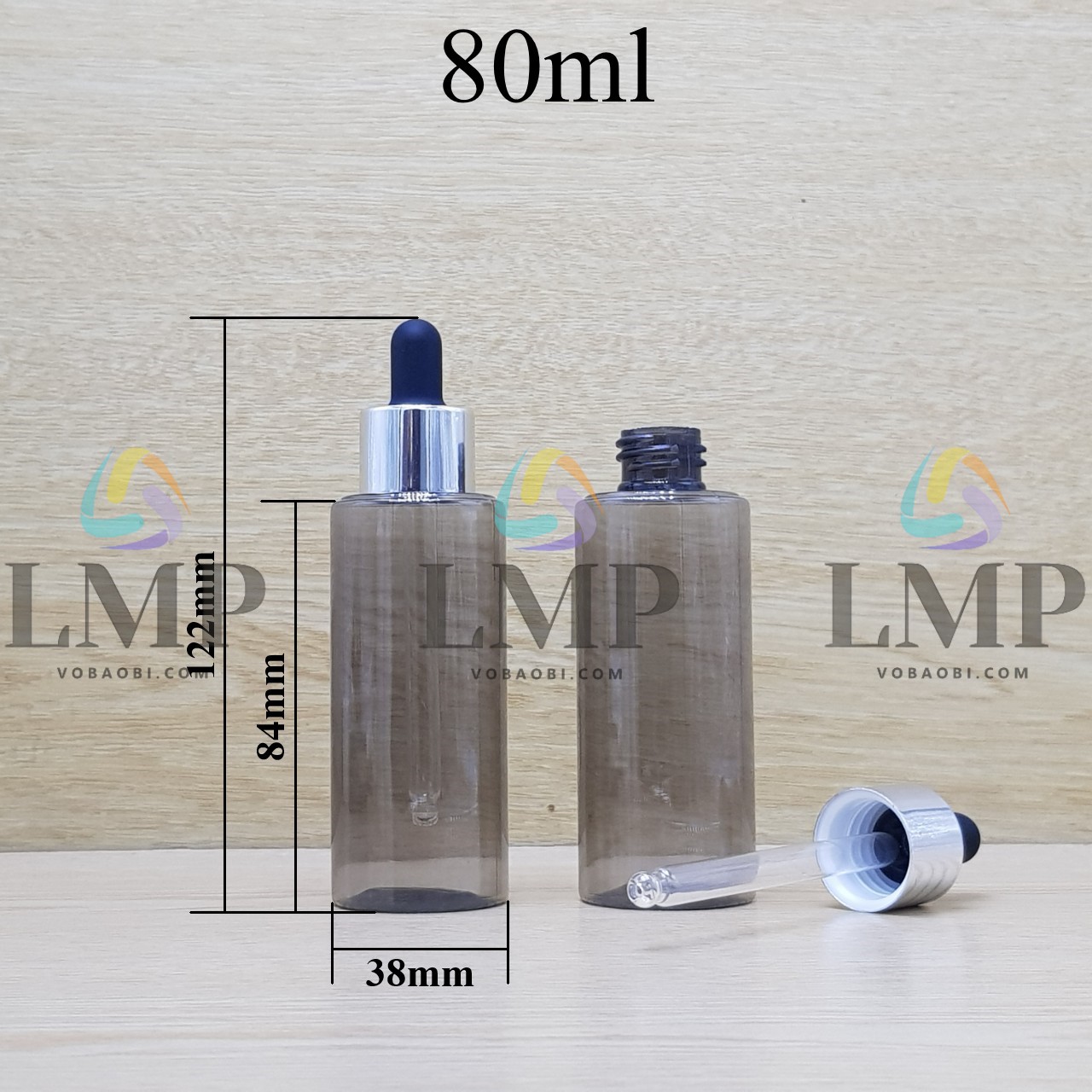 Chai PETG vai ngang nắp bóp khoen nhôm
