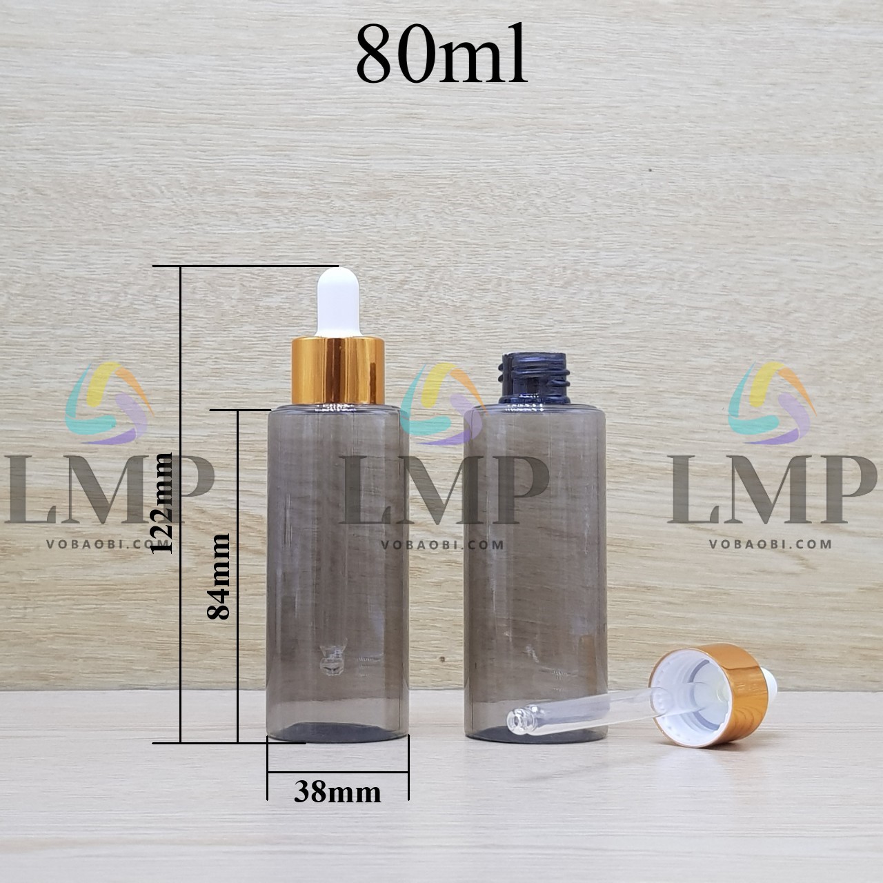 Chai PETG vai ngang nắp bóp khoen nhôm