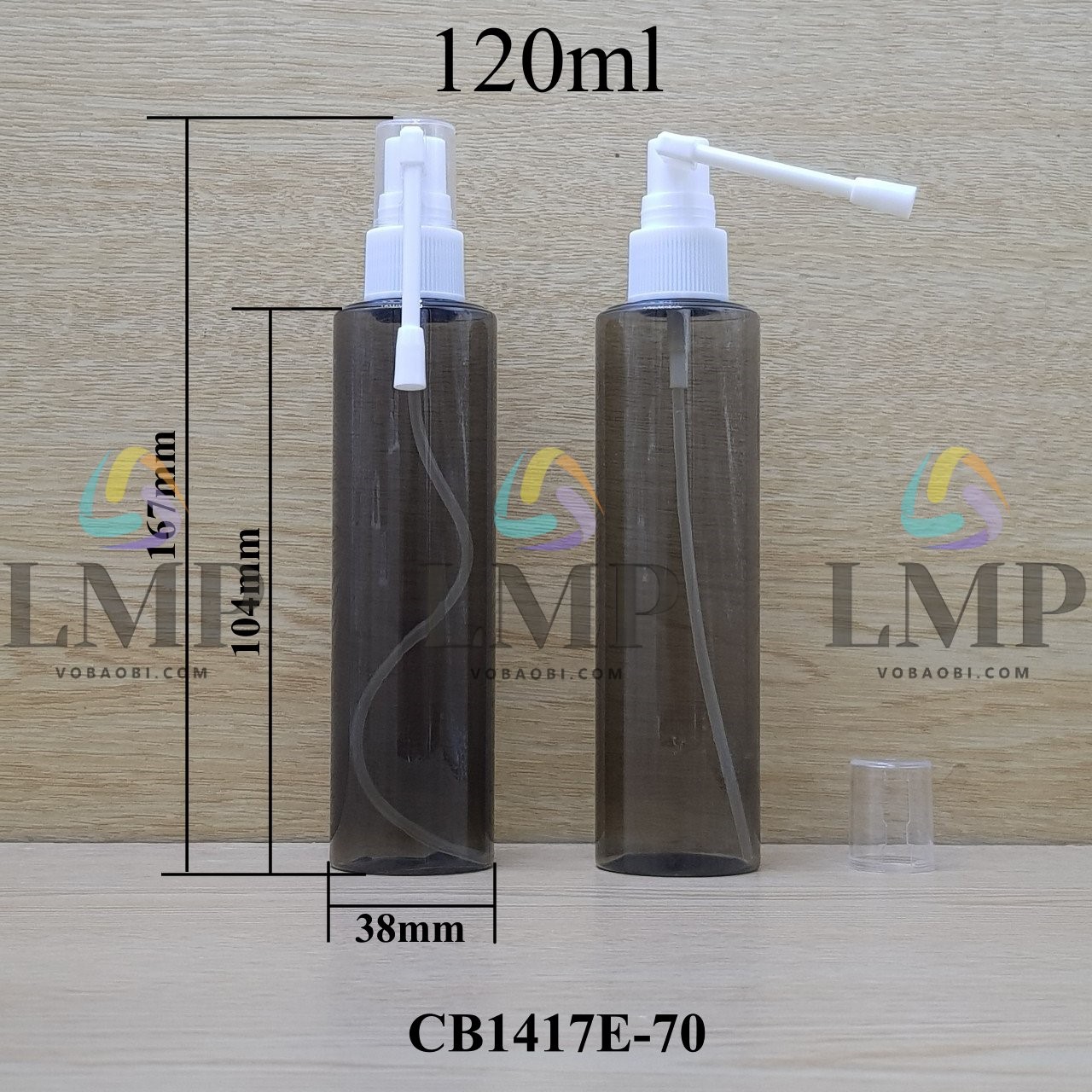Chai PETG vai ngang đầu xịt mũi 360 độ