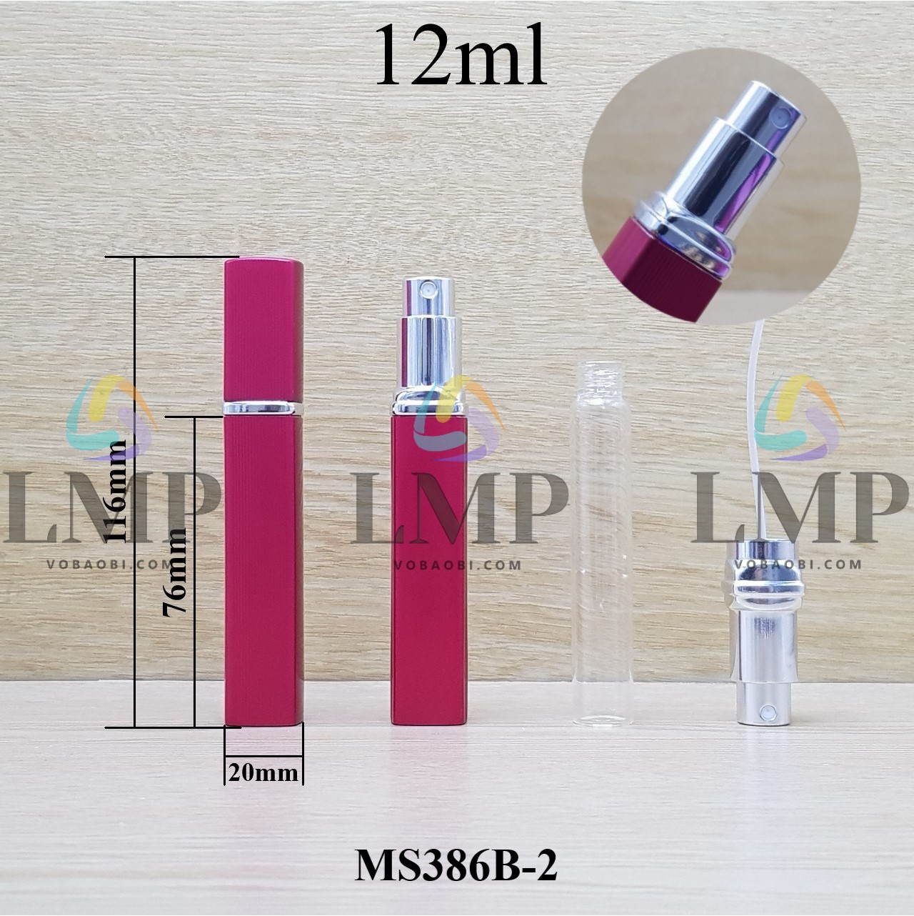 Chai nước hoa bọc nhôm thân vuông 12ml