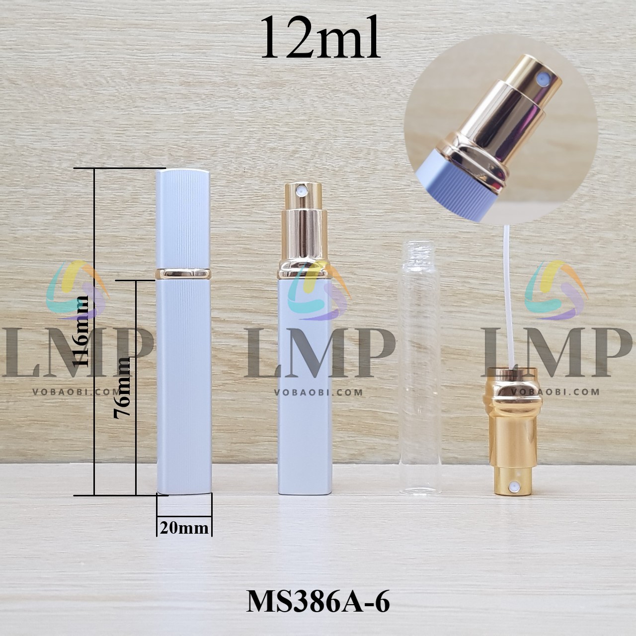 Chai nước hoa bọc nhôm thân vuông 12ml