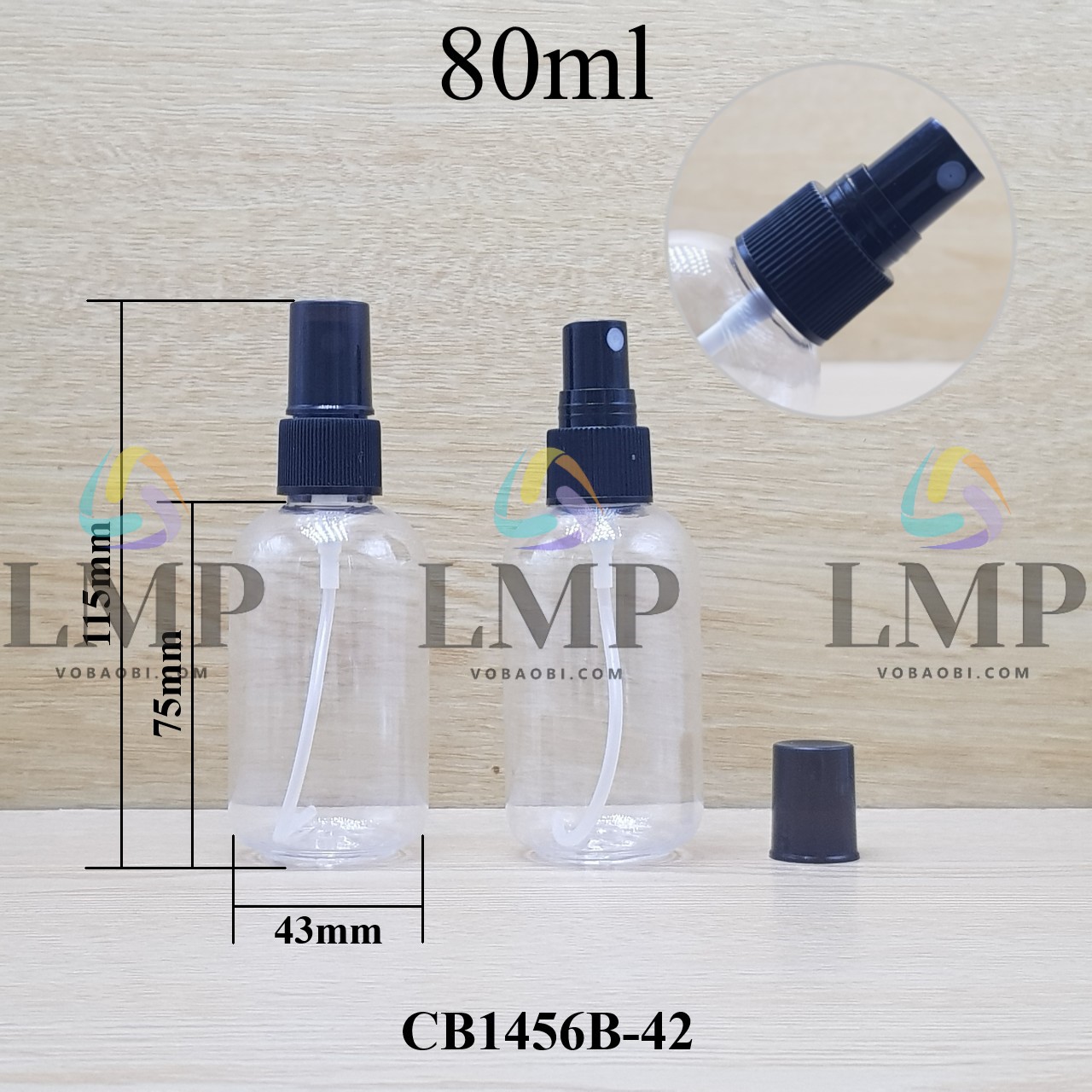 Chai vai tròn đầu phun sương sọc 80ml