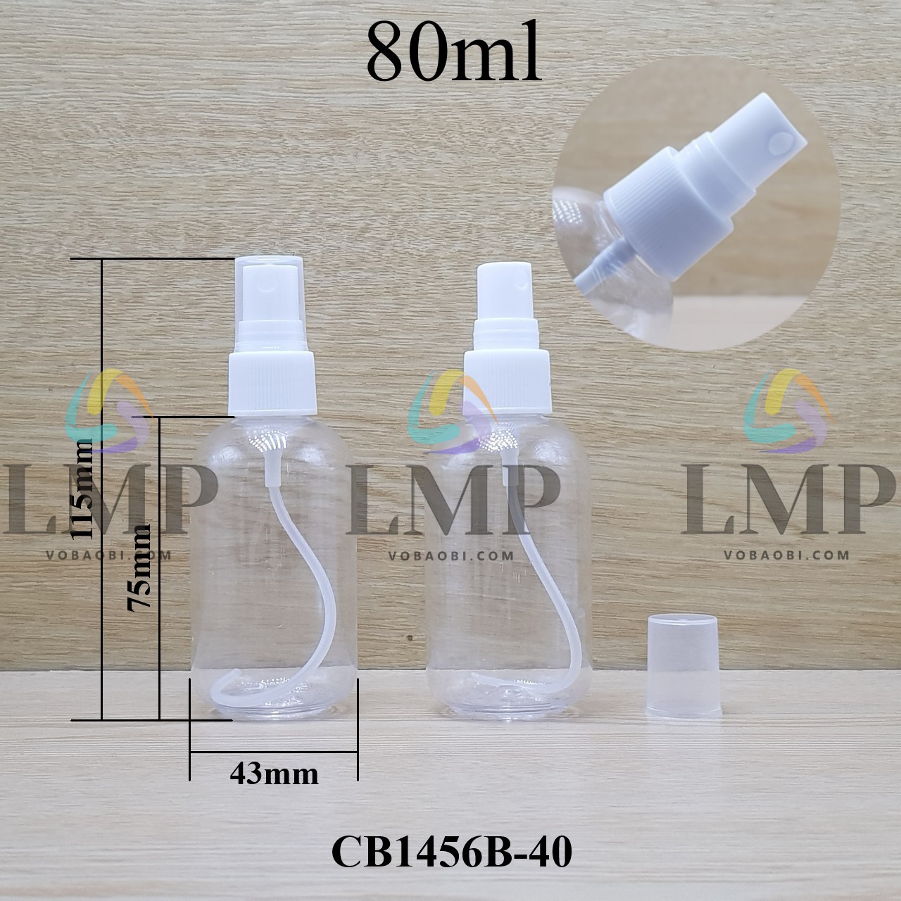 Chai vai tròn đầu phun sương sọc 80ml
