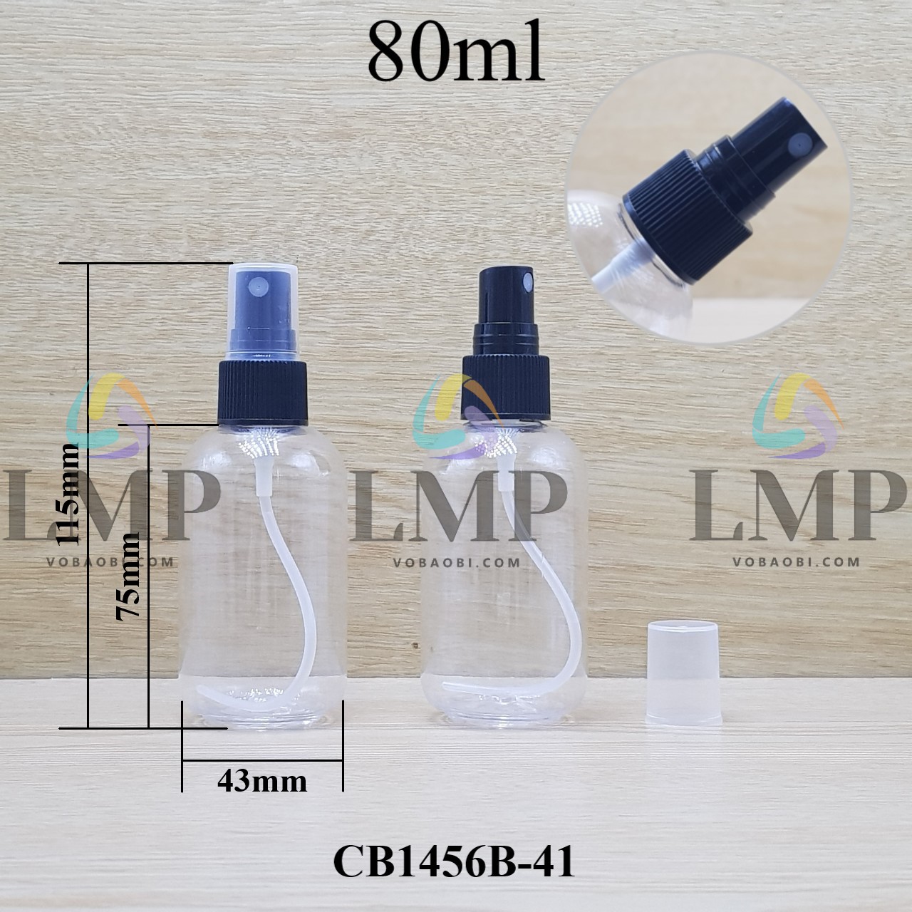 Chai vai tròn đầu phun sương sọc 80ml