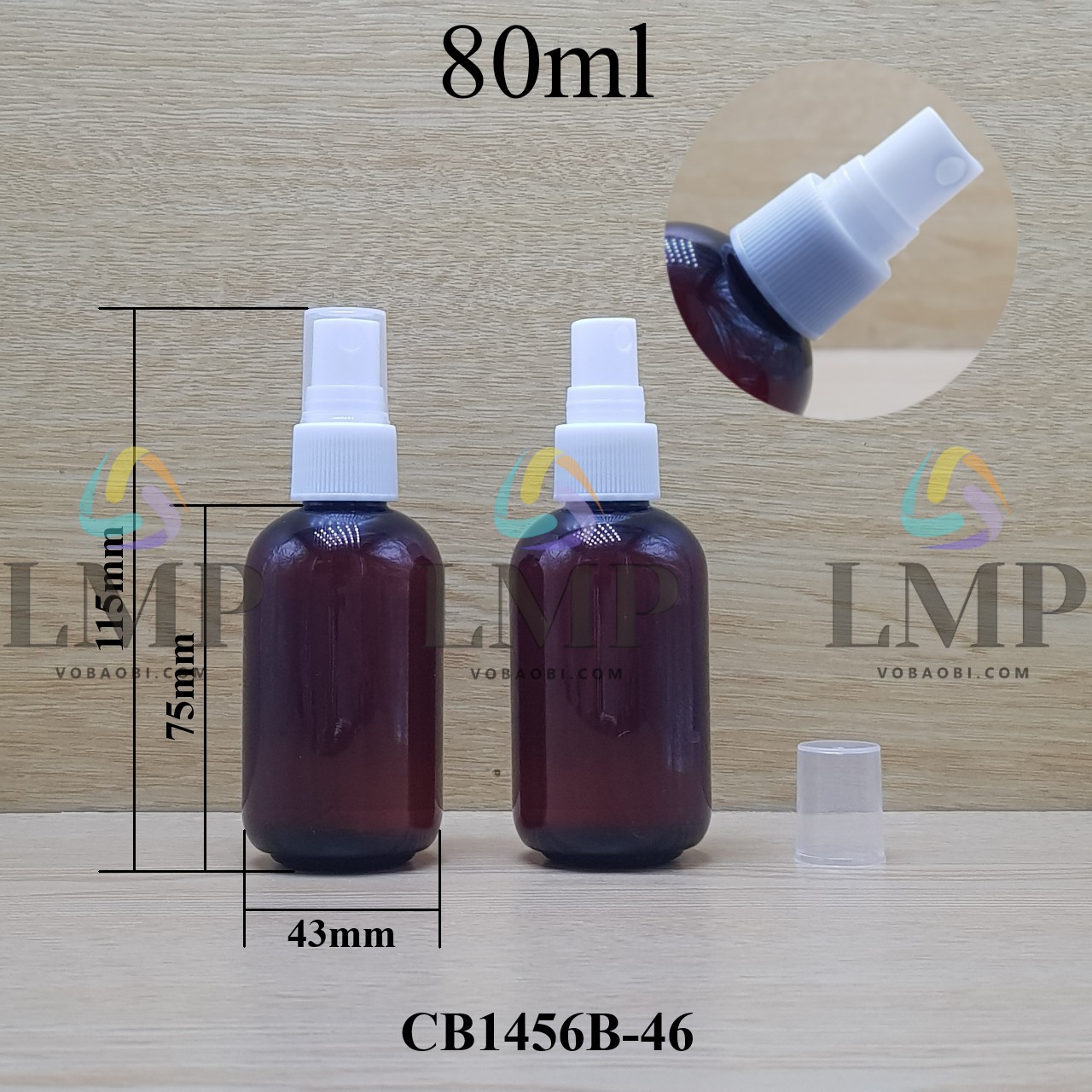Chai vai tròn đầu phun sương sọc 80ml