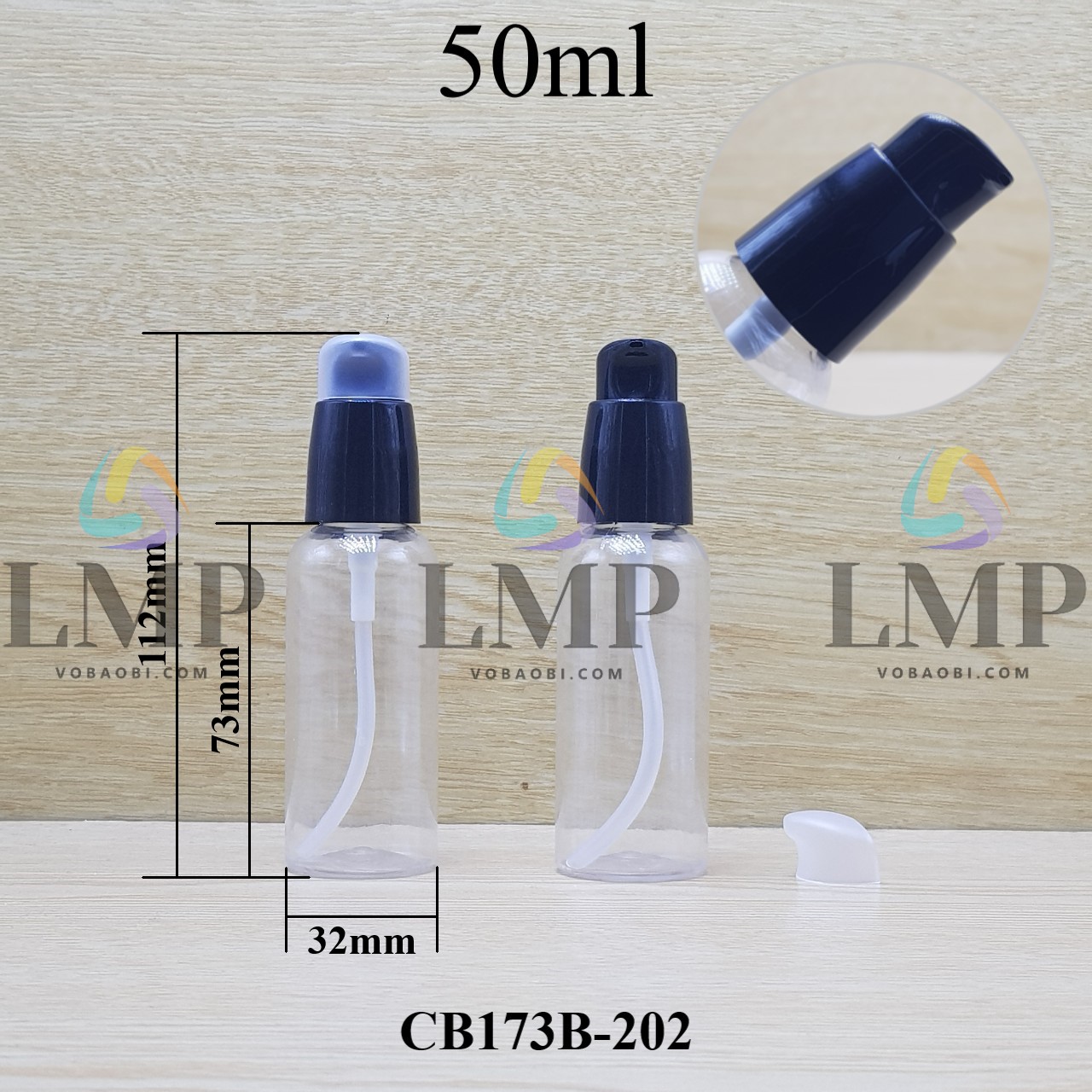 Chai vai tròn đầu xịt giọt nắp chụp mờ 50ml
