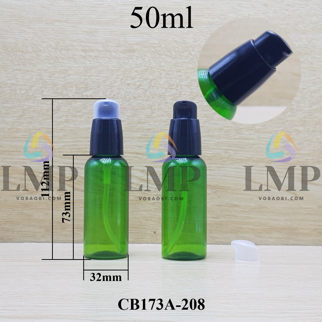 Chai vai tròn đầu xịt giọt nắp chụp mờ 50ml