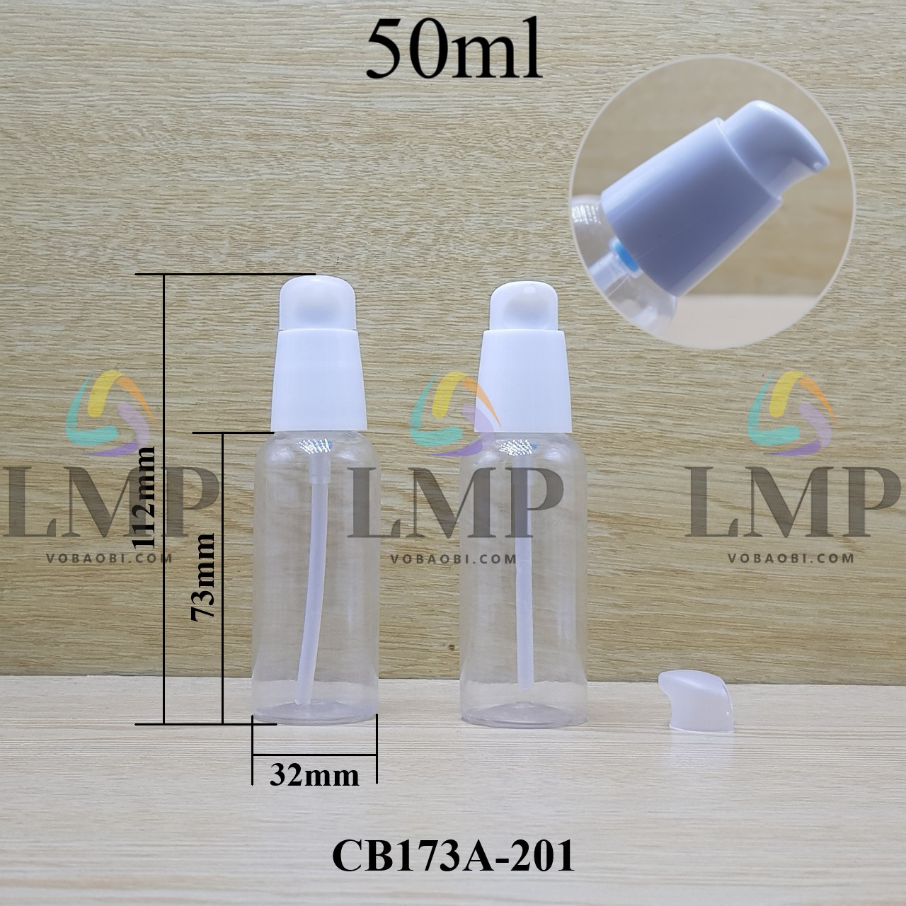 Chai vai tròn đầu xịt giọt nắp chụp mờ 50ml