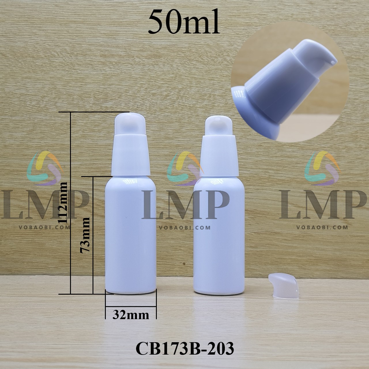 Chai vai tròn đầu xịt giọt nắp chụp mờ 50ml