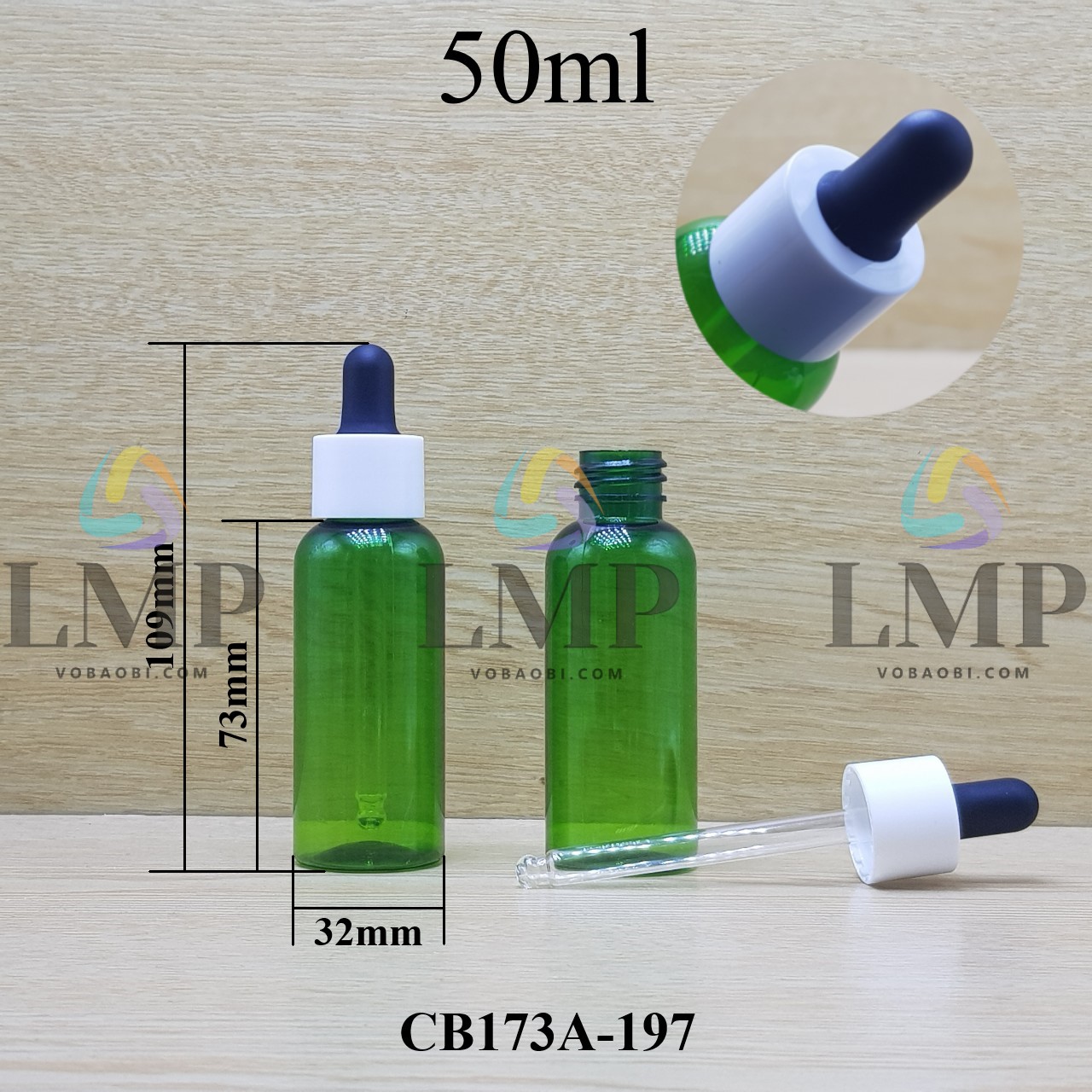 Chai vai tròn nắp bóp khoen nhựa trơn 50ml