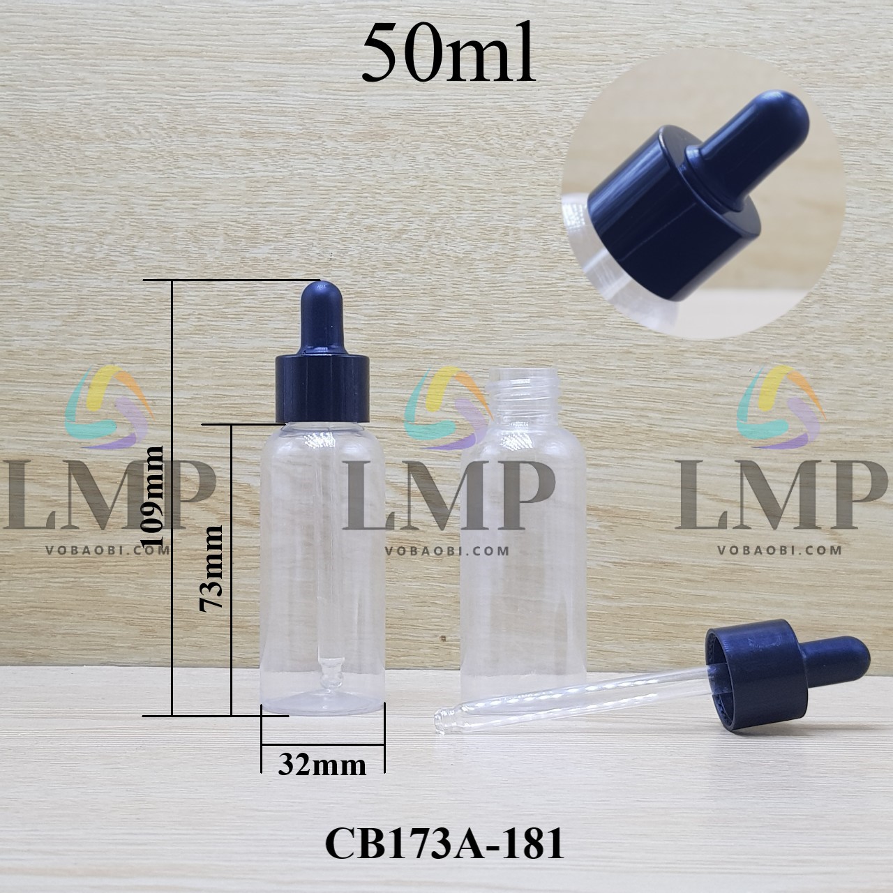 Chai vai tròn nắp bóp khoen nhựa trơn 50ml