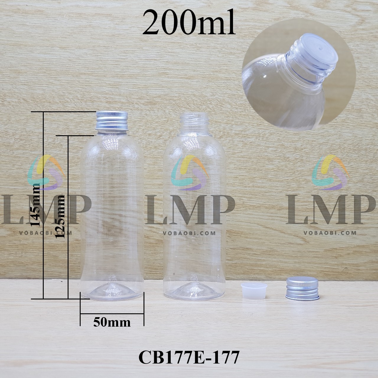 Chai 24g vai tròn nắp nhôm cuốn biên 200ml