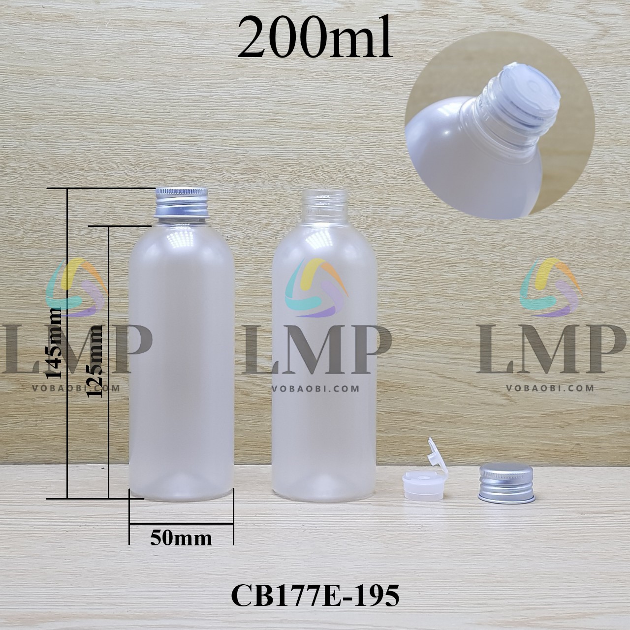 Chai 24g vai tròn nắp nhôm cuốn biên 200ml