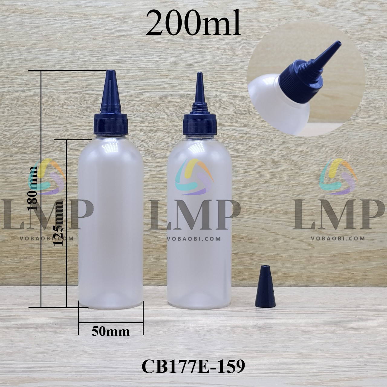 Chai 24g vai tròn nắp nhọn sọc 200ml