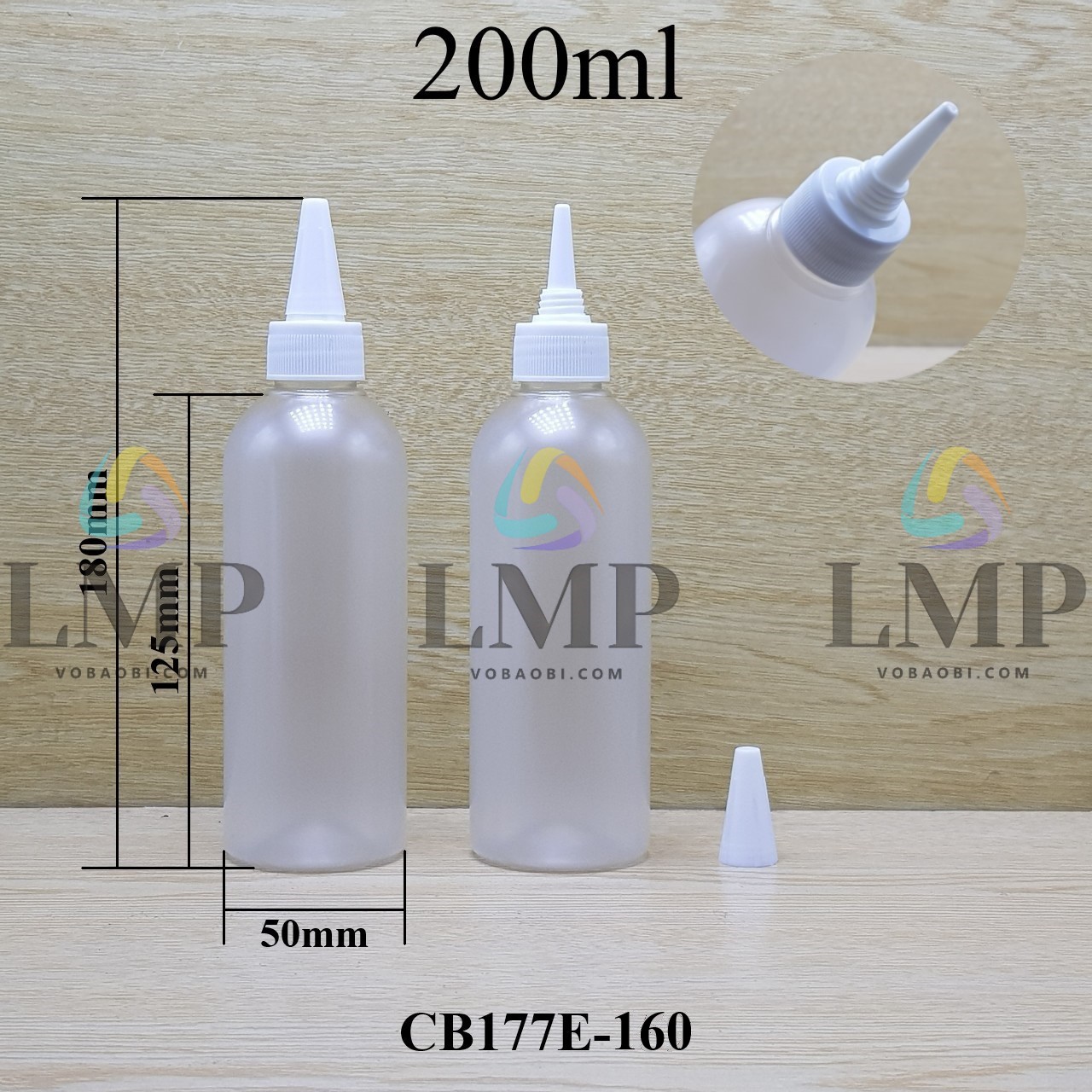 Chai 24g vai tròn nắp nhọn sọc 200ml