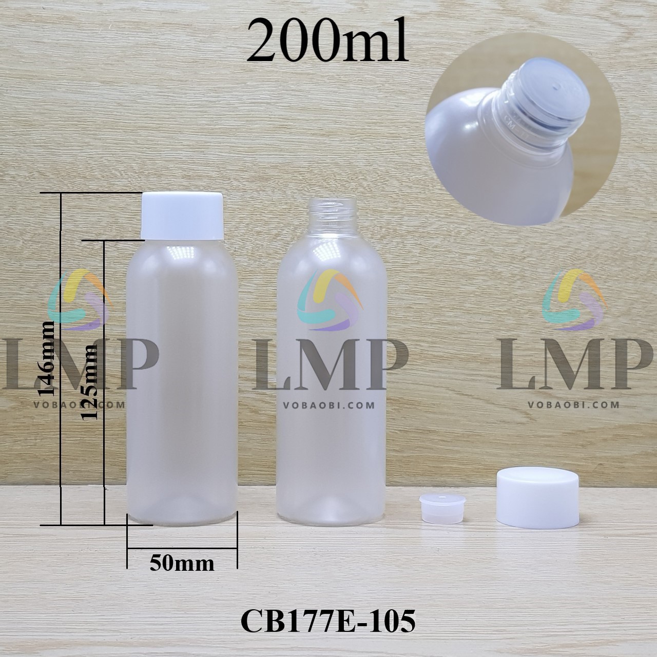 Chai 24g vai tròn nắp vặn tonner 200ml