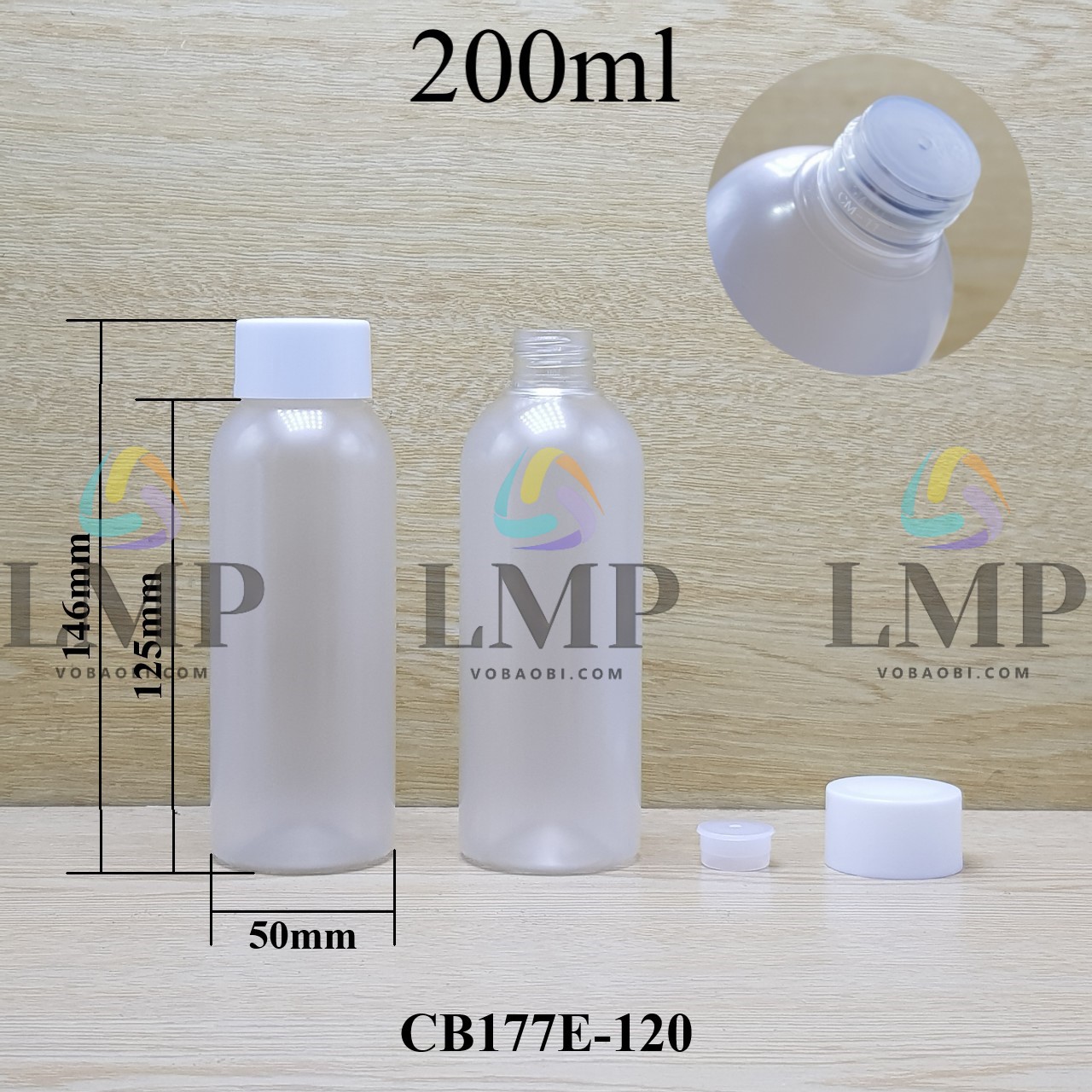 Chai 24g vai tròn nắp vặn tonner có núm 200ml