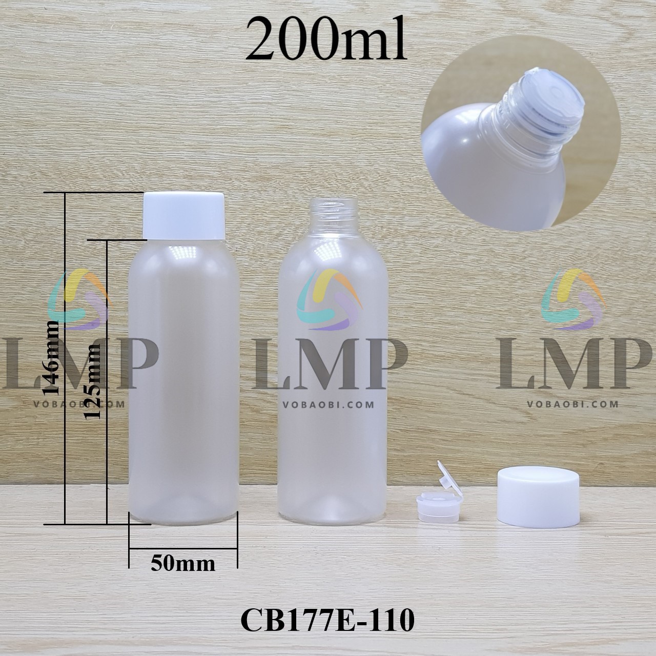 Chai 24g vai tròn nắp vặn tonner 200ml