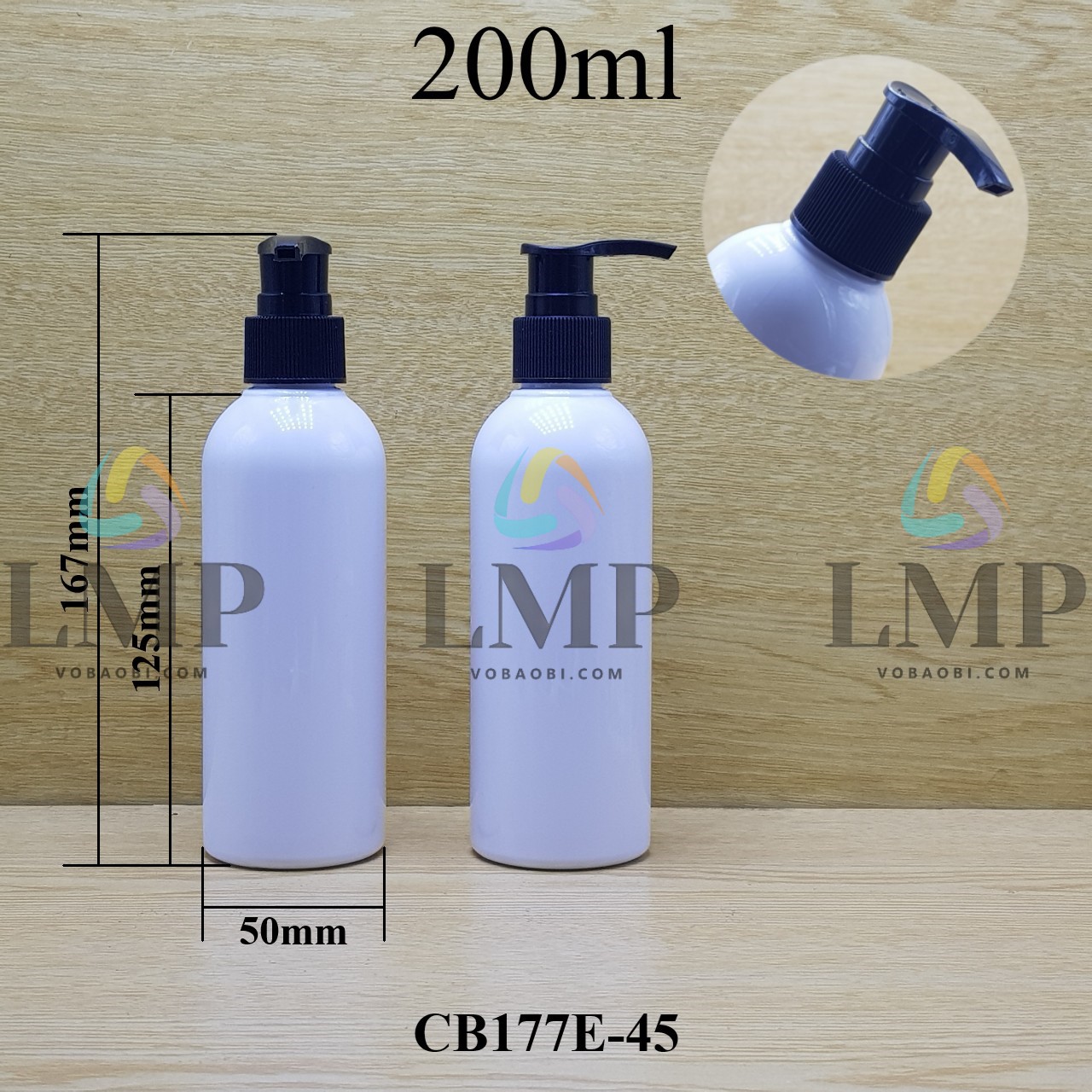 Chai 24g vai tròn vòi van sọc 200ml