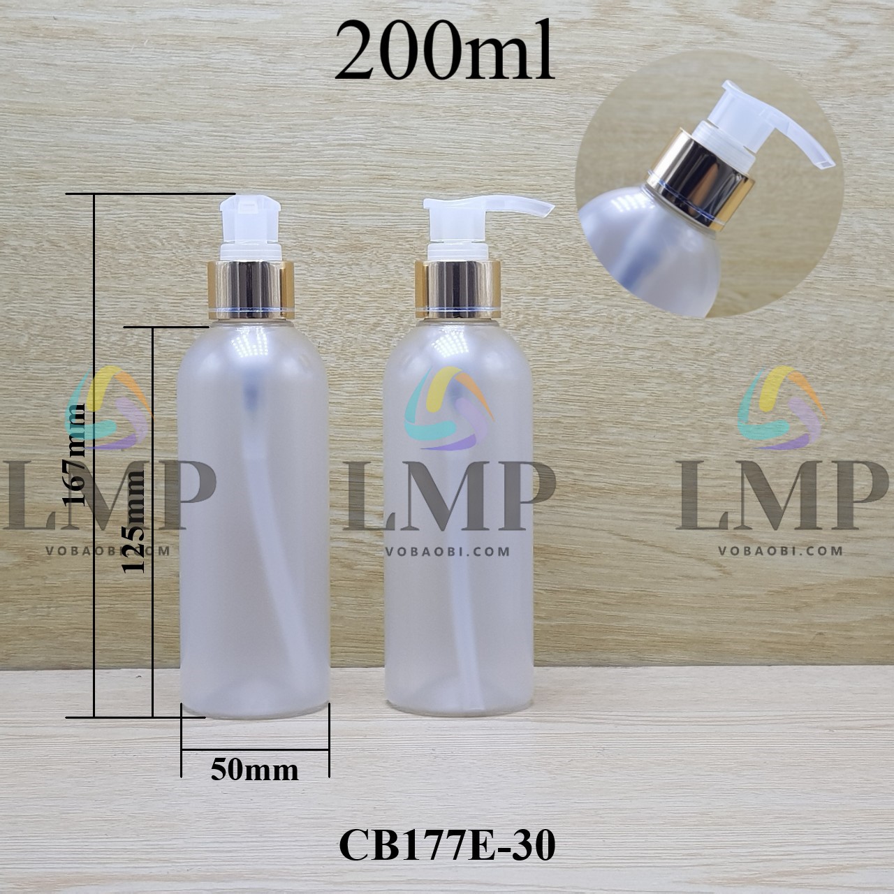 Chai 24g vai tròn vòi van xi 1 viền 200ml