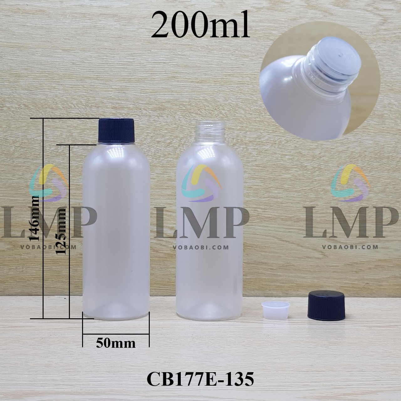 Chai 24g vai tròn nắp vặn sọc 200ml