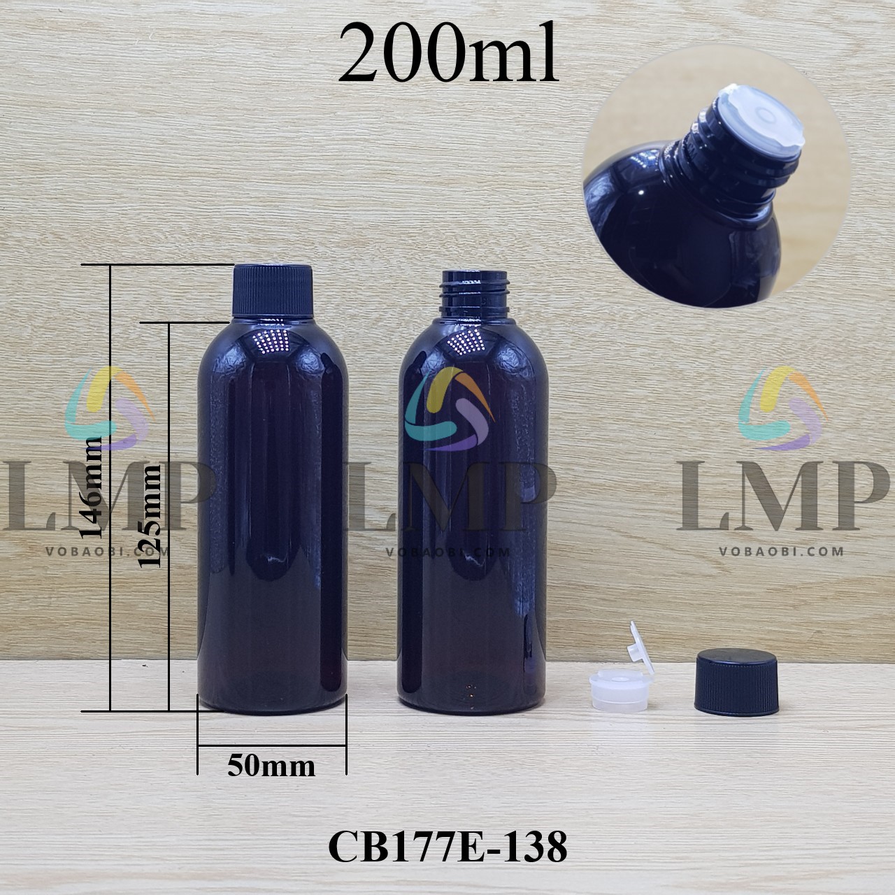 Chai 24g vai tròn nắp vặn sọc 200ml