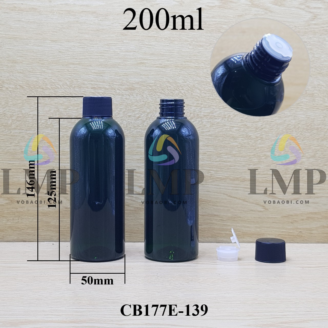 Chai 24g vai tròn nắp vặn sọc 200ml
