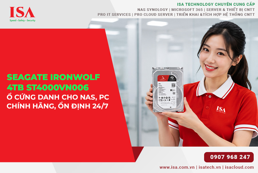 Seagate IronWolf 4TB ST4000VN006 Ổ cứng dành cho NAS, PC chính hãng, ổn định 24/7