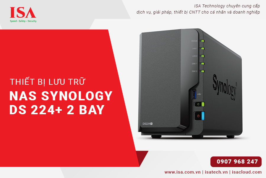 Thiết bị lưu trữ NAS Synology DS224+ 2 bay