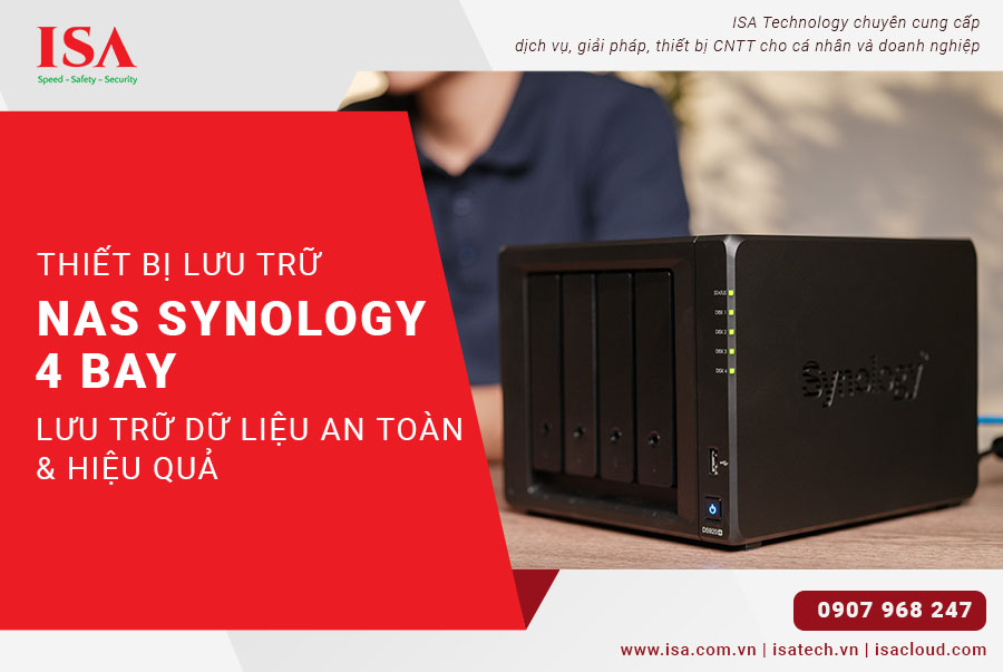 Thiết bị NAS Synology 4-bay lưu trữ dữ liệu an toàn và hiệu quả
