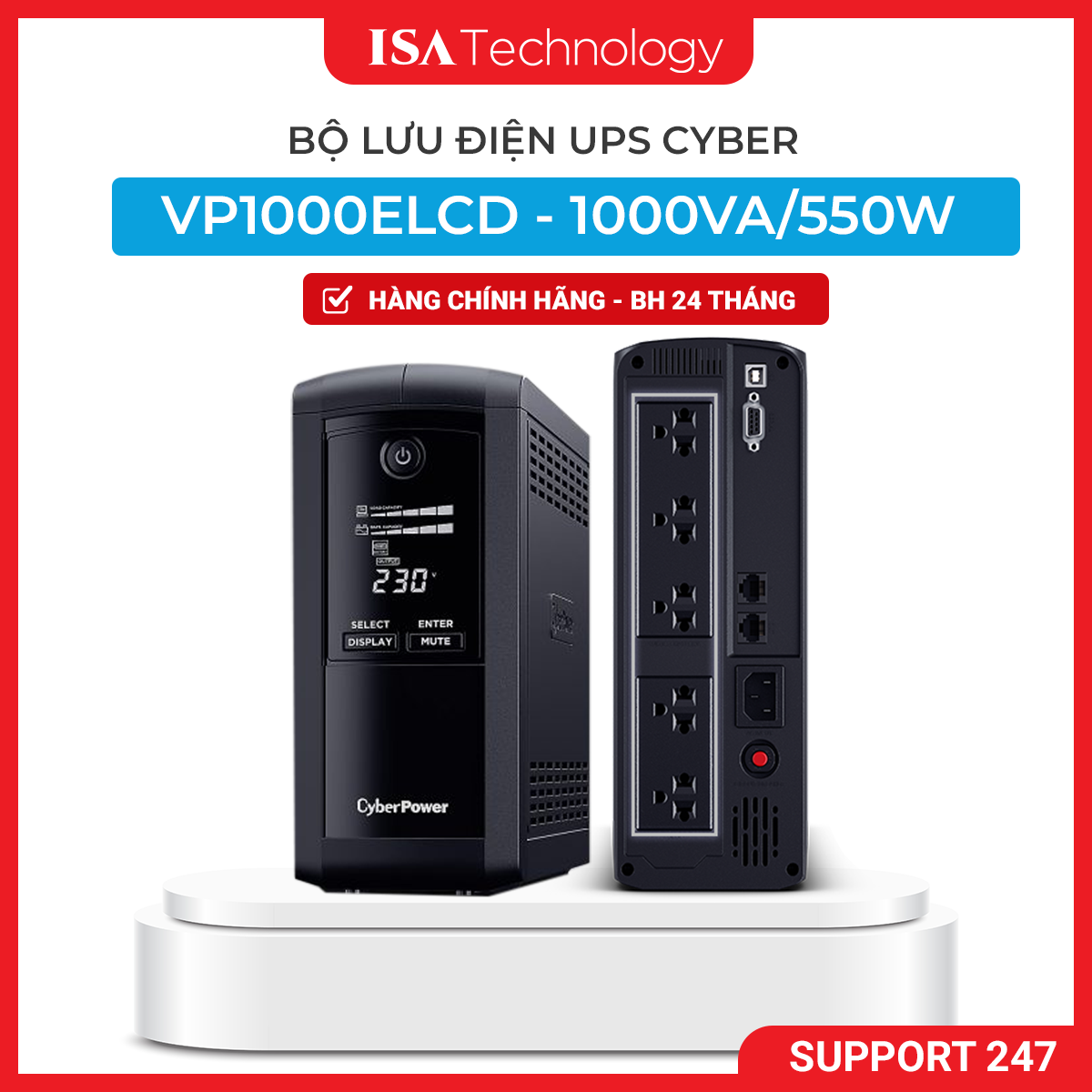 Bộ lưu điện UPS CyberPower VP1000ELCD 1000VA/550W tương thích PC , NAS  DS224+ DS423+