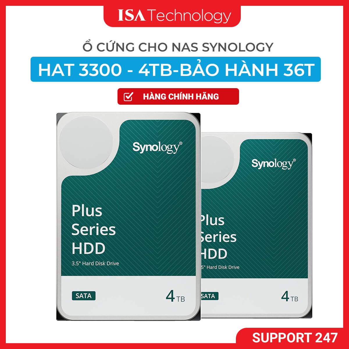 Ổ cứng HDD Synology HAT 3300 4TB – Dành cho NAS, tốc độ 5400 RPM