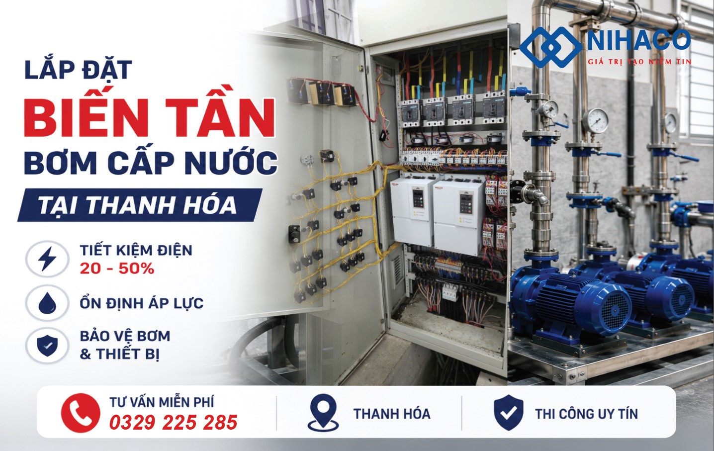 Lắp Đặt Biến Tần Điều Khiển Bơm Cấp Nước Sinh Hoạt Tại Thanh Hóa