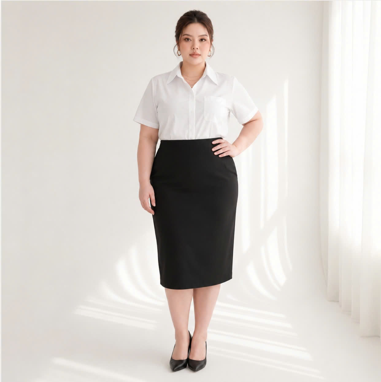 Áo sơ mi trắng bigsize 60kg - 100kg phom thiết kế của CHIANBIGSIZE phù hợp mặc đi học, đi làm