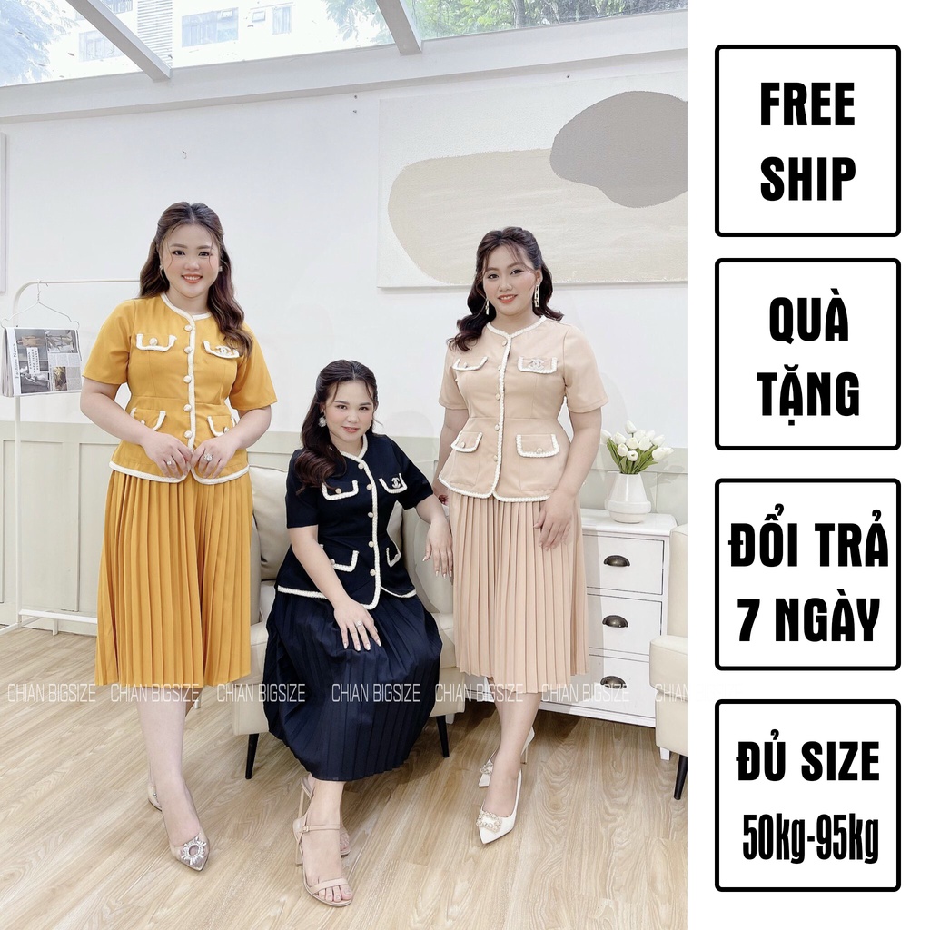 Sét áo pelum chân váy bigsize cao cấp CA0008