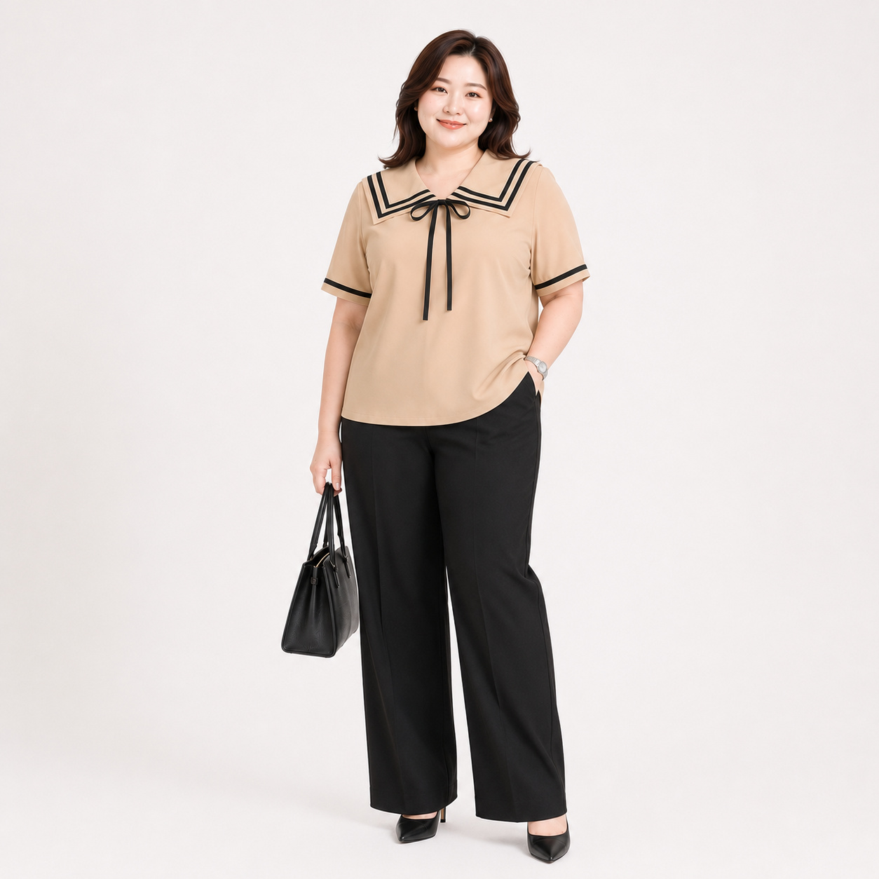 Áo sơ mi bigsize 60kg - 95kg kiểu dáng cổ thuỷ thủ phù hợp mặc đi làm, đi học, đi chơi