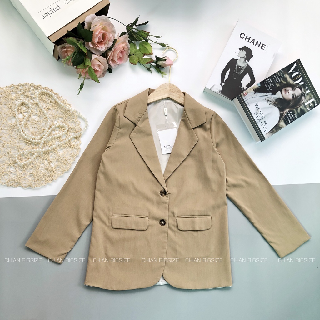 Áo blazer nữ 2 lớp màu nâu tây CHIAN bigsize