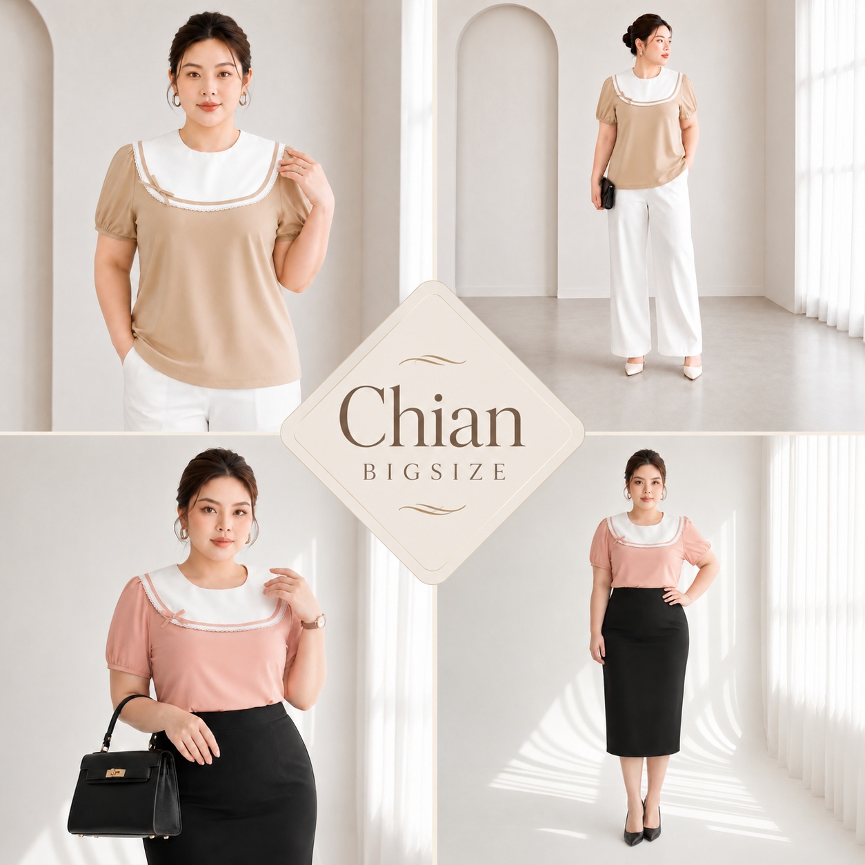 Áo kiểu bigsize nữ 60kg - 100kg viền ren phù hợp mặc đi làm, đi học, đi chơi