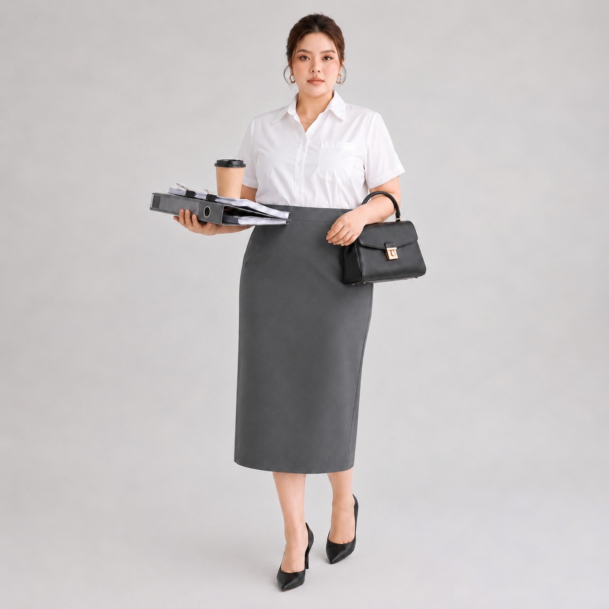 Combo chân váy công sở bút chì bigsize 60kg - 100kg màu đen xám