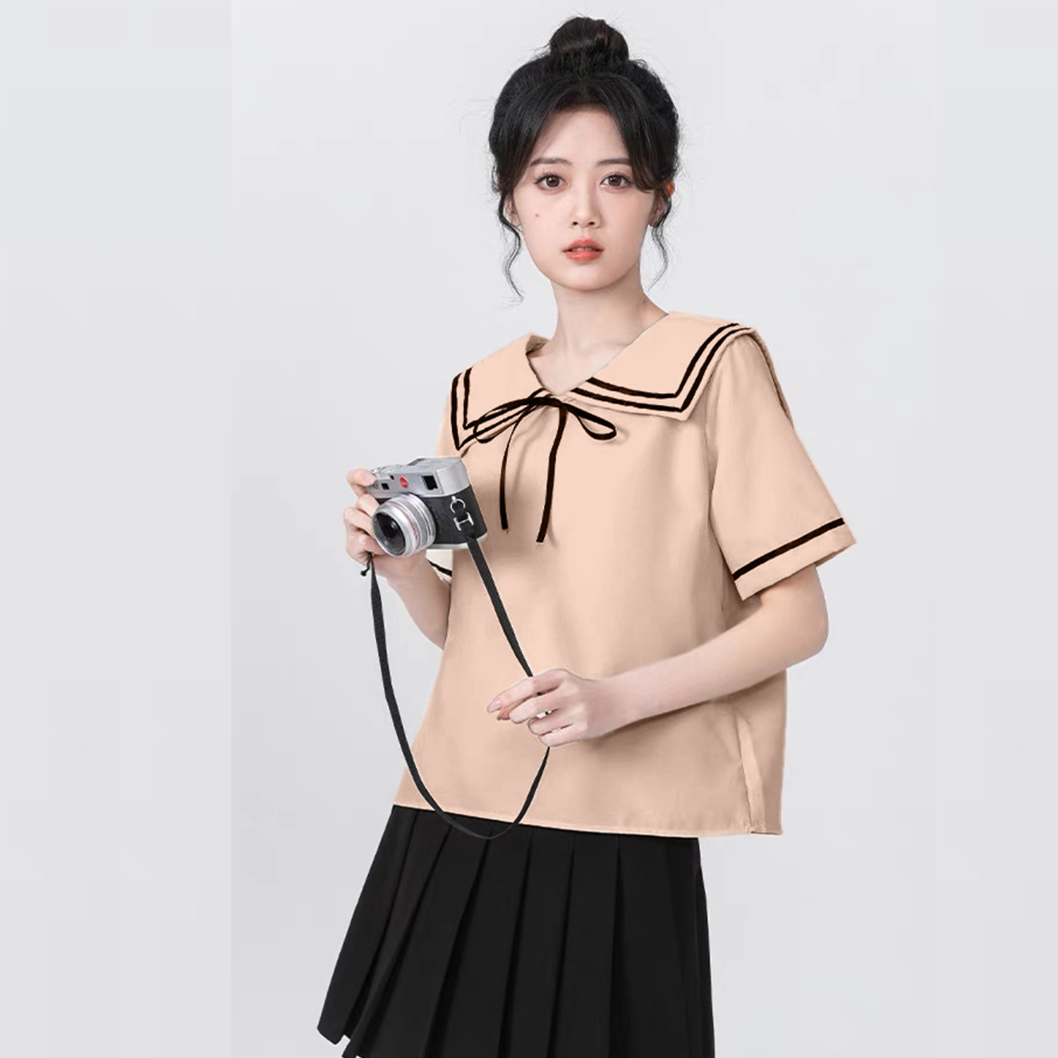 Áo sơ mi bigsize 60kg - 95kg kiểu dáng cổ thuỷ thủ phù hợp mặc đi làm, đi học, đi chơi