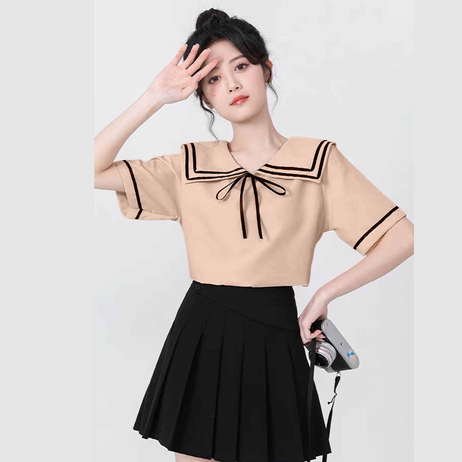 Áo sơ mi bigsize 60kg - 95kg kiểu dáng cổ thuỷ thủ phù hợp mặc đi làm, đi học, đi chơi