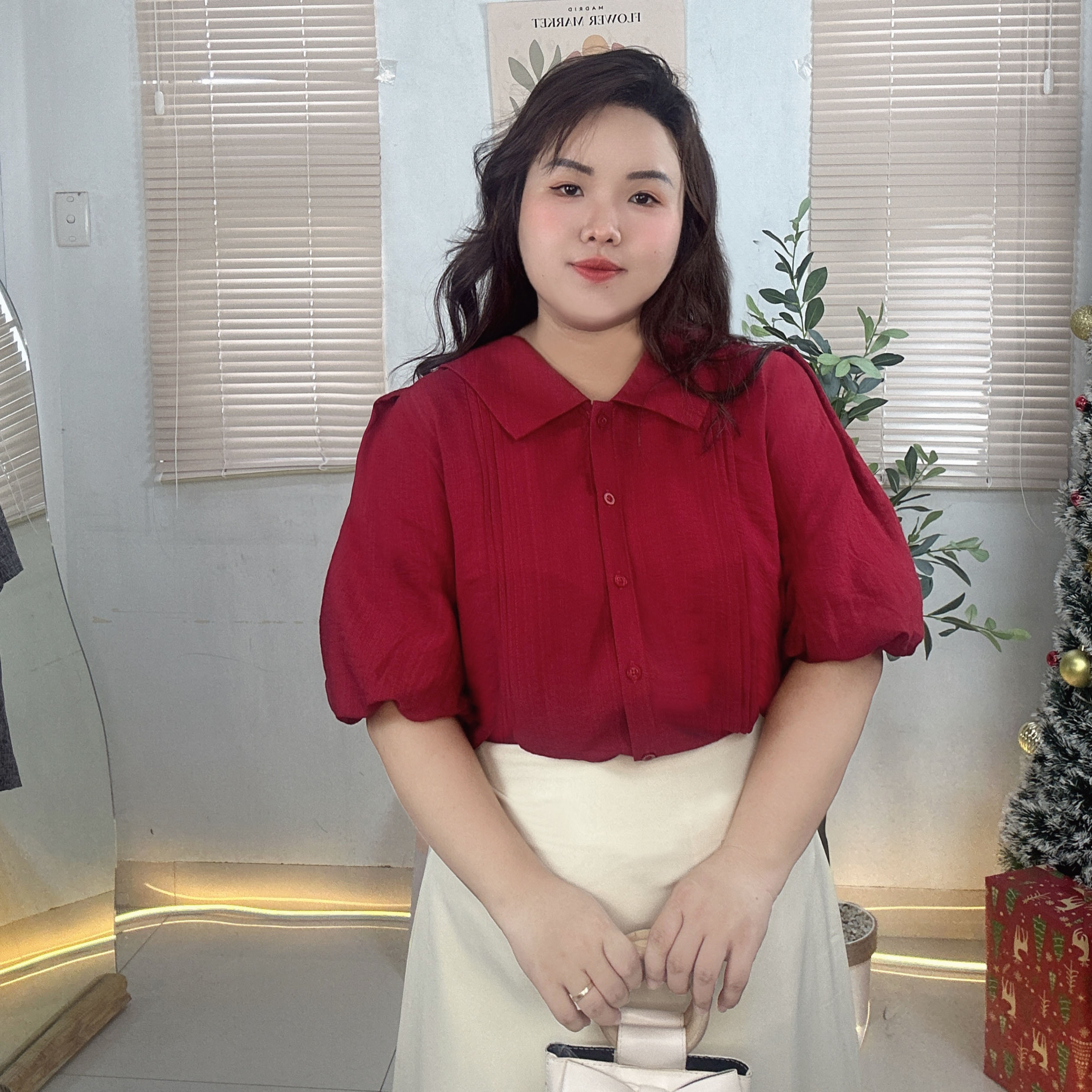 Áo sơ mi bigsize 60kg - 100kg tay bí chất đũi mát mặc đi làm công sở