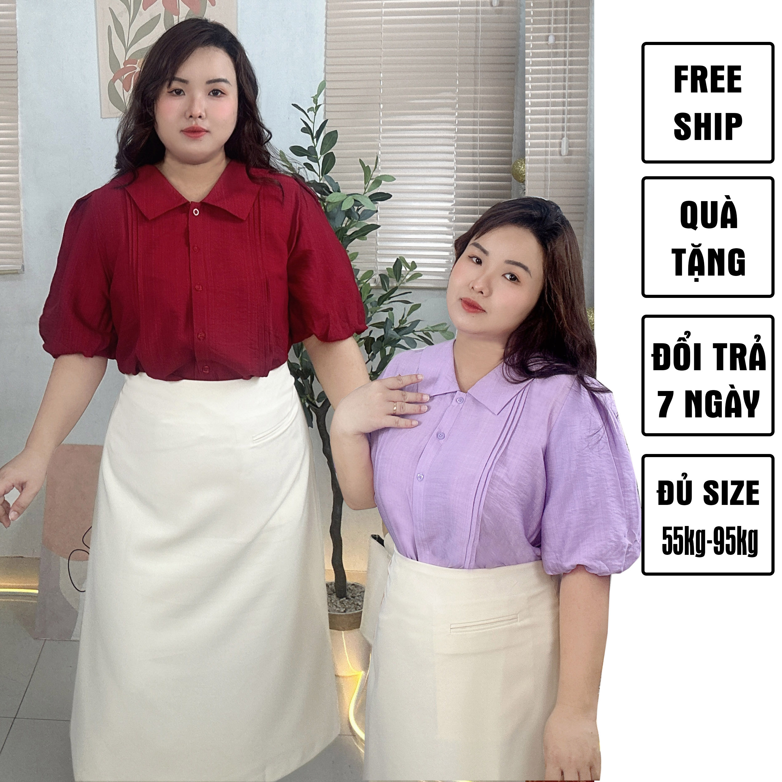 Áo sơ mi bigsize 60kg - 100kg tay bí chất đũi mát mặc đi làm công sở