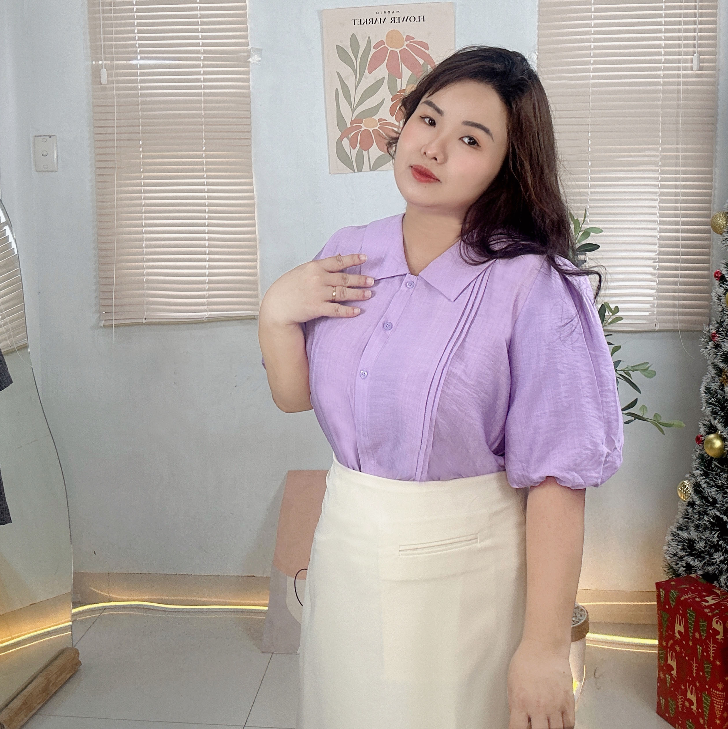 Áo sơ mi bigsize 60kg - 100kg tay bí chất đũi mát mặc đi làm công sở